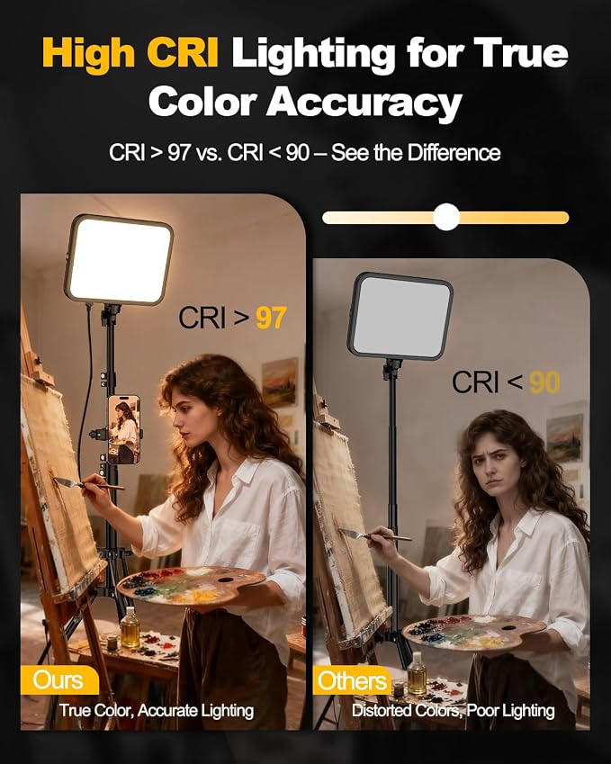 UBeesize 2-Pack LED Video Light Kit, 3000-6500K Dimmable Photography Studio - Image 3