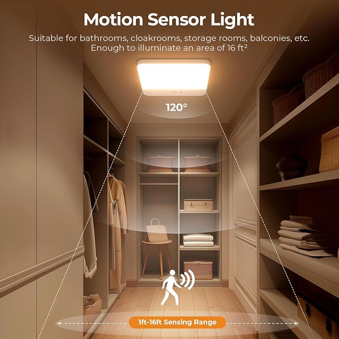 FULEN Motion Sensor Ceiling Light Fixture, Cordless Closet Light Battery - Image 3