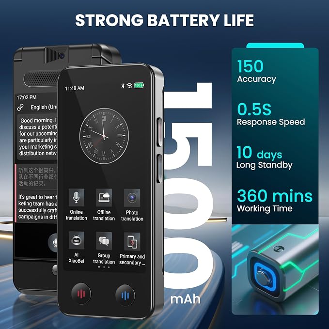 Language Translator Device, Upgraded Detachable Dual Screen AI Translator - Image 7
