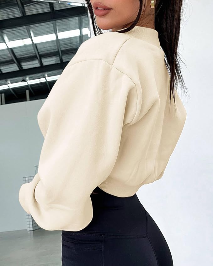 Zwurew Women's Bolero Shrug Long Sleeve Cropped Sweatshirt - Image 3