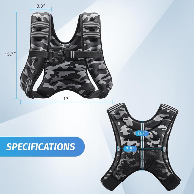 ZELUS Weighted Vest, 6lb/8lb/12lb/16lb/20lb/25lb/30lb Weight Vest - Image 8