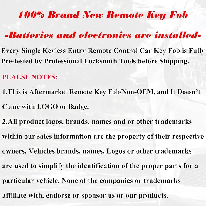 SUPALAND Keyless Entry Remote Control Head Key Fob Replacement Fits - Image 5