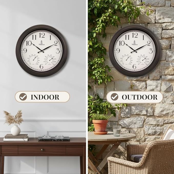 18 inch Outdoor Clocks for Patio Large Waterproof - Image 7