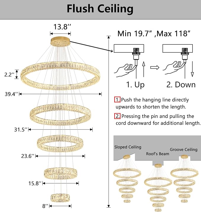 HAIXIANG 5-Rings Modern Chandelier - Image 2