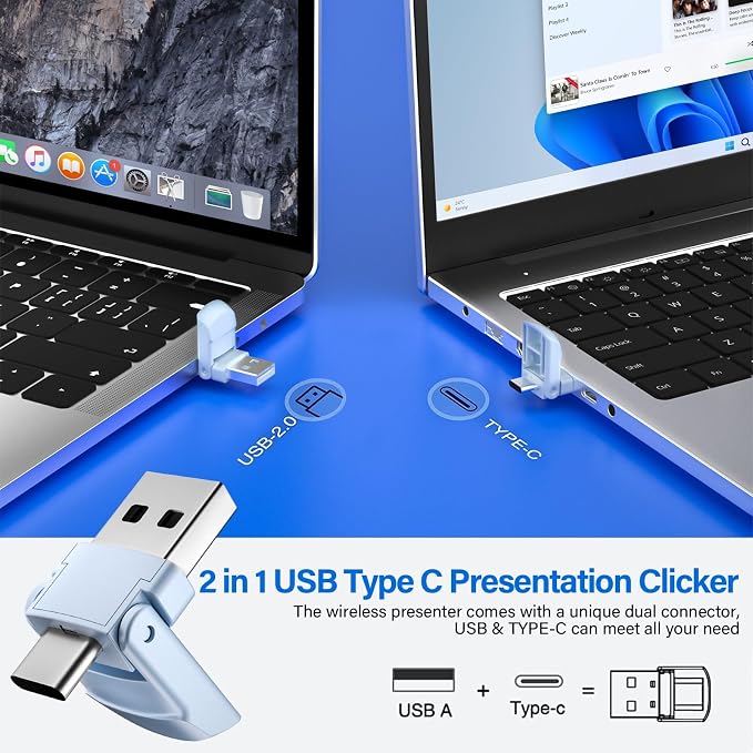 2-in-1 USB Type C Presentation Clicker, Wireless Presentation Clicker - Image 2