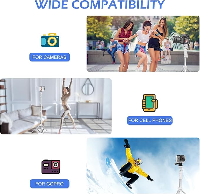Sensyne 67" Phone Tripod & Selfie Stick, Extendable iPhone Tripod Stand - Image 3