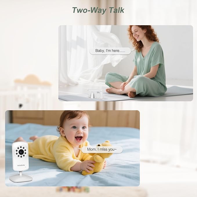 HelloBaby Monitor with 3 Cameras, 2.4'' Portable Travel Screen Baby Monitor No - Image 3