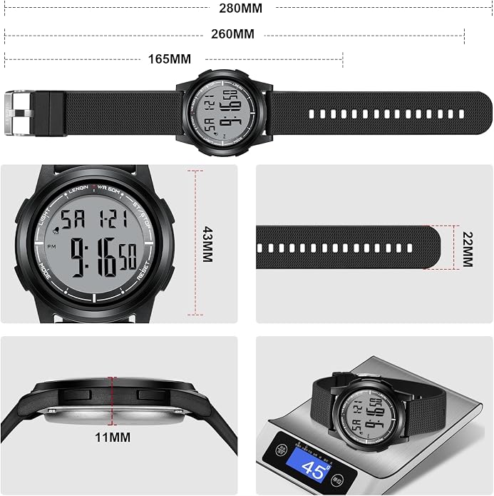 HANPOSH Mens Digital Watch Ultra Thin Minimalist Sports Waterproof Outdoor LED - Image 6