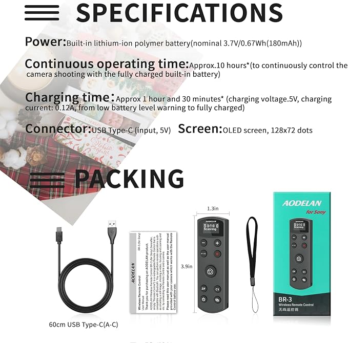 Remote Control for Sony Camera, USB-C Rechargeable Wireless Shutter Release - Image 9
