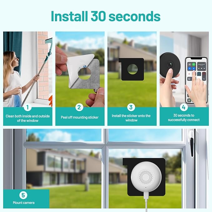 2K Indoor Dome Window Security Camera, 5G & 2.4GHz Dual Band WiFi Camera - Image 2