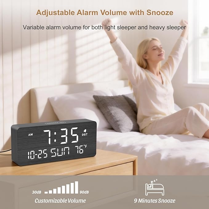 DreamSky Wooden Digital Alarm Clocks - Image 4