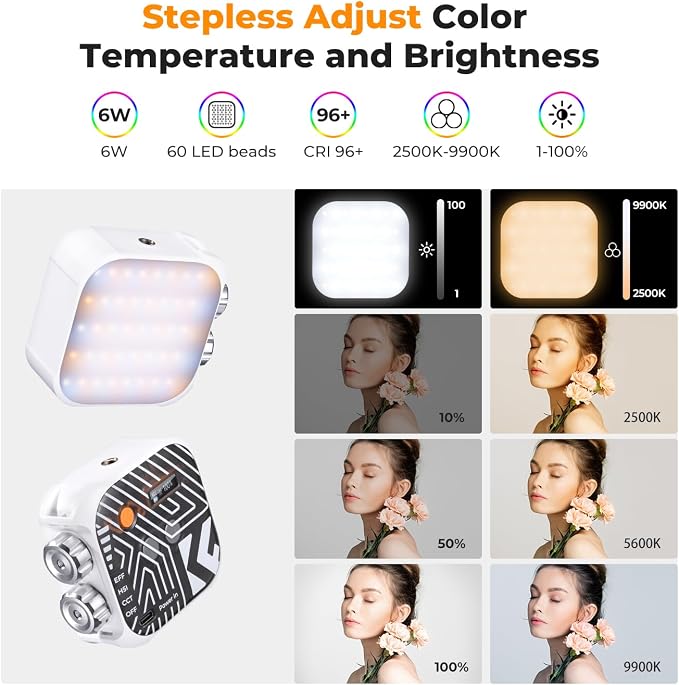 K&F CONCEPT RGB Video Light, 360° Full Color Portable Photography Light - Image 4