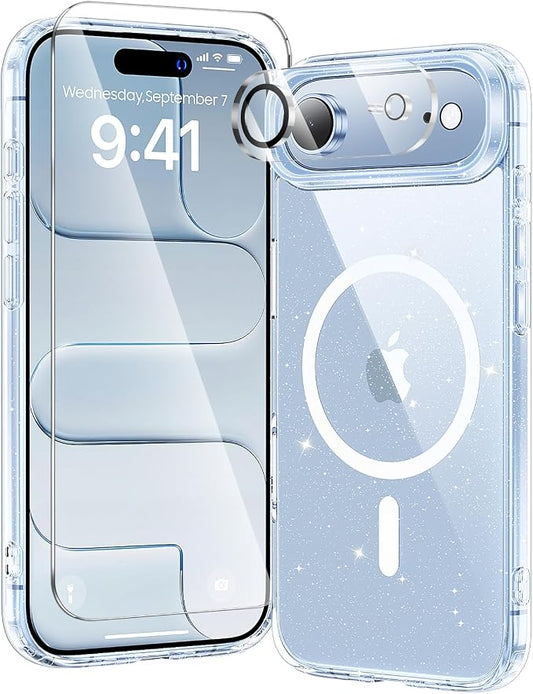 toushion 3 in 1 for iPhone Air Case Clear Glitter, Fits MagSafe, Not Yellowing by Unknown