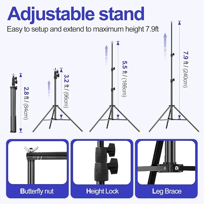 EMART 10x7.9FT Backdrop Stand, Photo Video Studio Adjustable&Lockable Heavy - Image 4