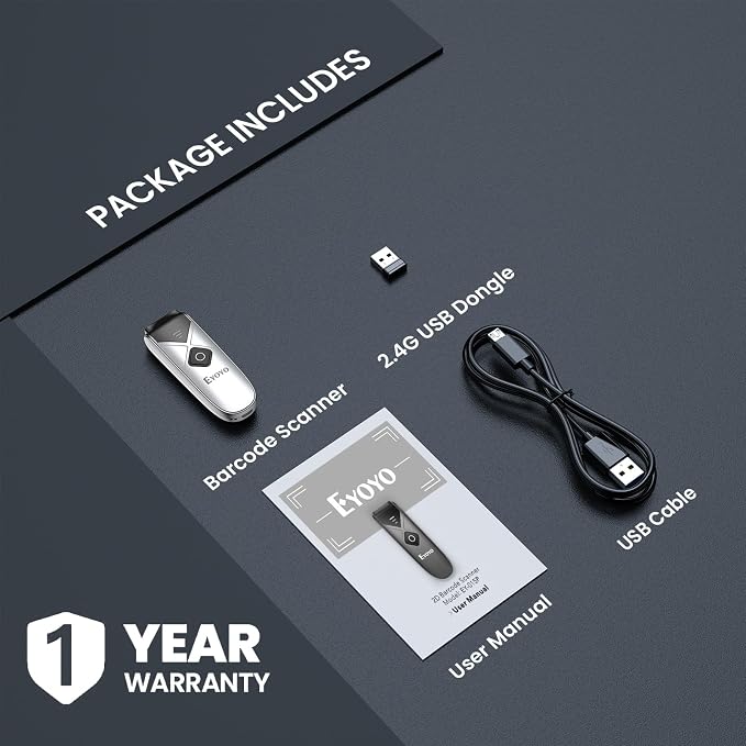 Eyoyo Bluetooth 2D&1D Barcode Scanner, Portable Wireless Mini but Powerful - Image 9