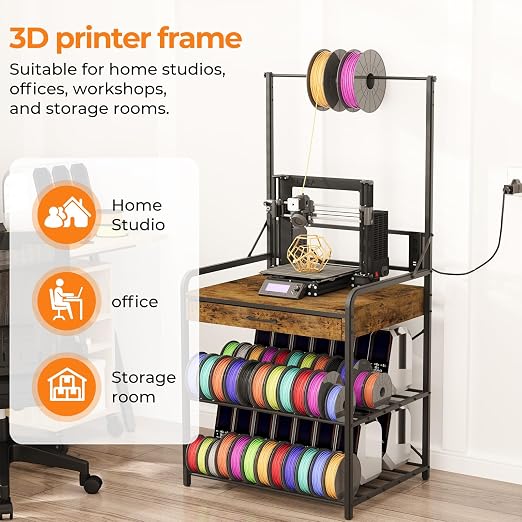 3D Printer Stand with Power Hub and Top Storage Shelf – Heavy Duty X-Bracket - Image 3
