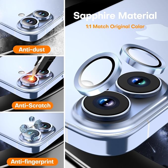 Camera Lens Protector for iPhone 17/16/16 Plus, Tempered Glass Metal Individual - Image 3