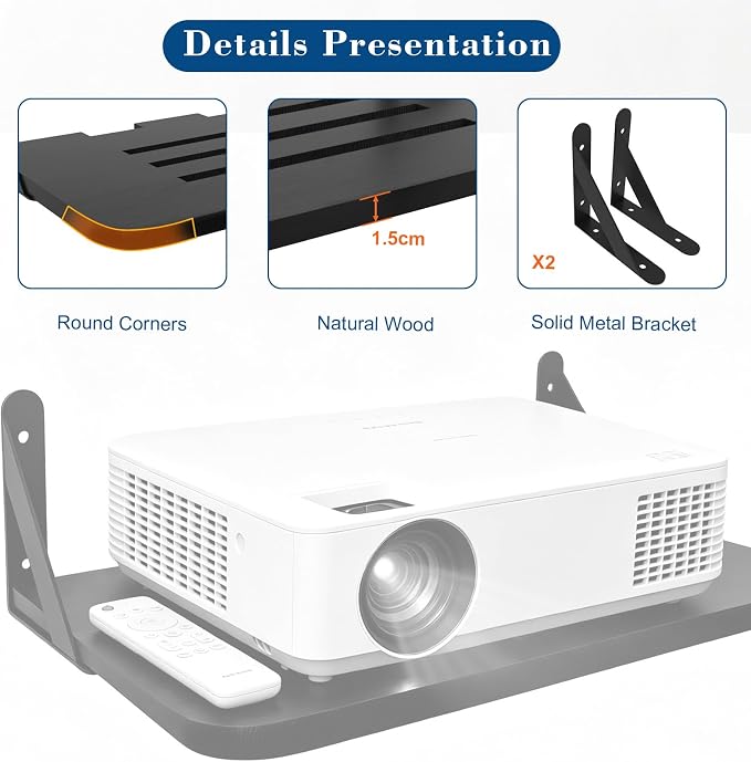 Floating Projector Shelf, Router Wall Mount Wood Shelf, Projector Mount Rack - Image 4