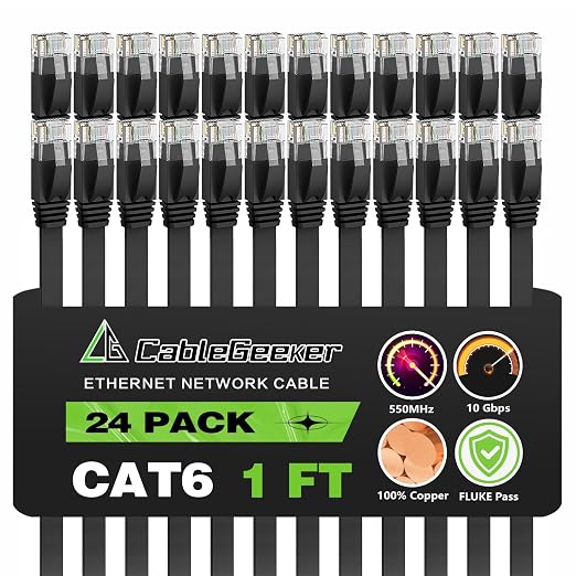 Cat 6 Ethernet Cable 1ft Flat Internet Network Cables by CableGeeker