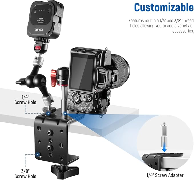 NEEWER Heavy Duty C Clamp with Mounting Column - Image 2