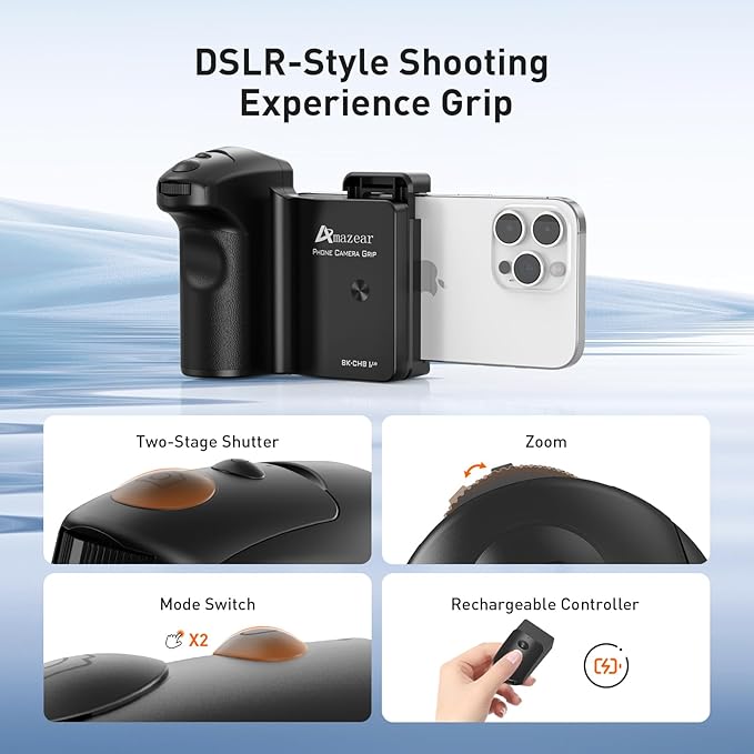 AMAZEAR Shutter Grip for iPhone 17 Pro Max/Android Mobile Phones, DSLR Camera - Image 2
