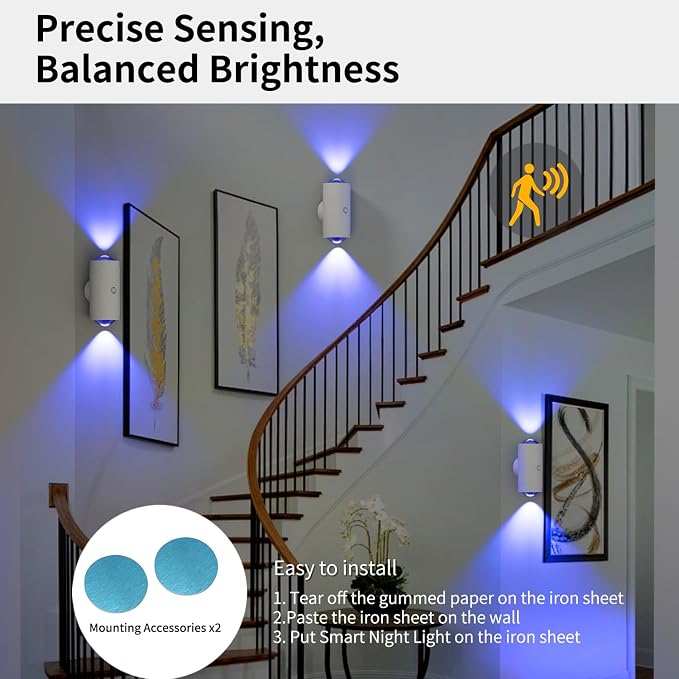 LED Motion Sensor Night Light, 7 Colors Rechargeable Battery Stair Light - Image 4