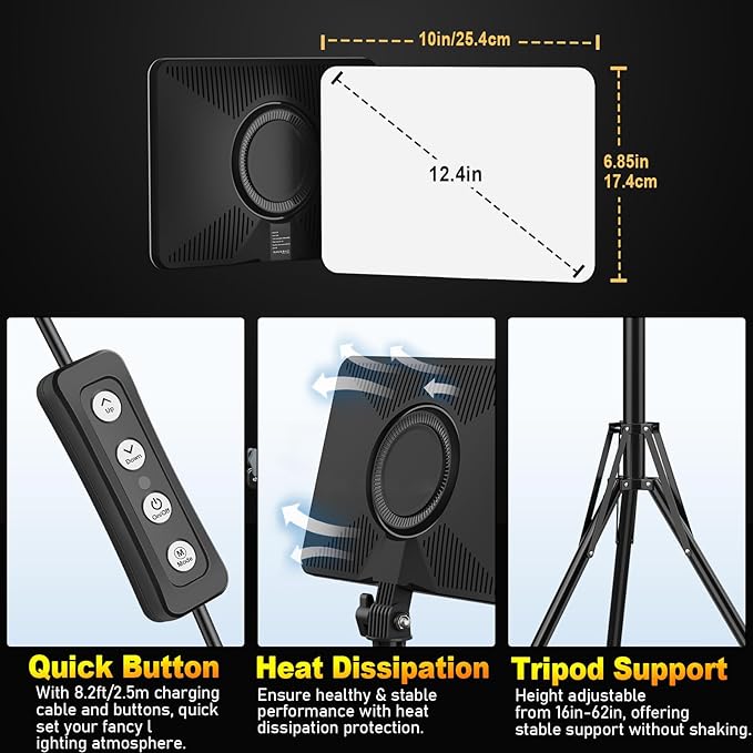 30W Upgraded Photography Lighting Kit, Anautin 1-Pack LED Video Lighting - Image 5