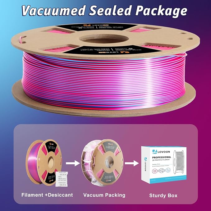 LOVOON 3D Printer Filament Dual Color Sky/Light Blue and Rose Red, PLA Filament - Image 7