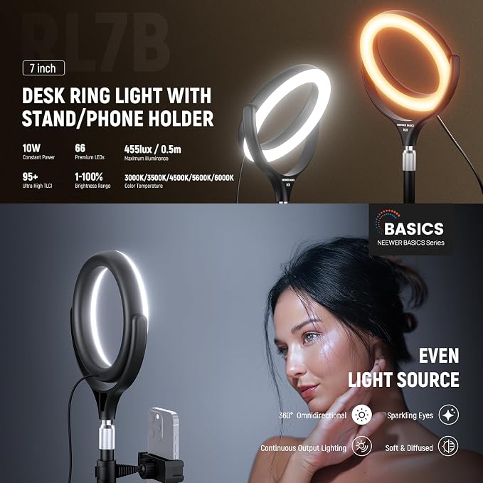NEEWER Basics 7" Desk Ring Light - Image 2