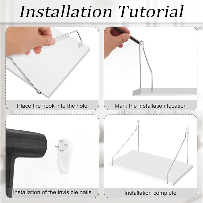 DERTE Projector Shelf for Wall 12x6 Inch Wall Mount Shelf Wood Floating - Image 4