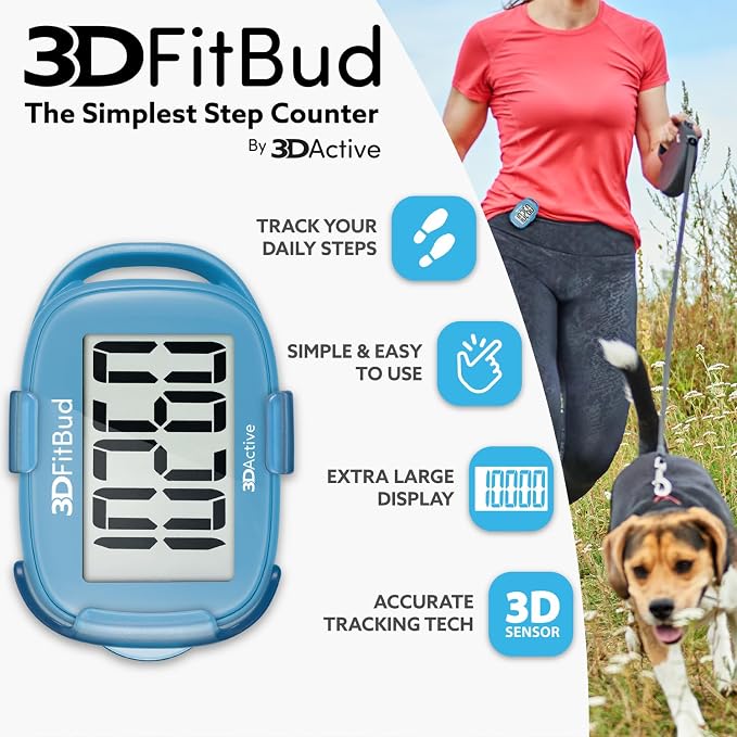 3DActive 3DFitBud Simple Step Counter Walking 3D Pedometer - Image 2