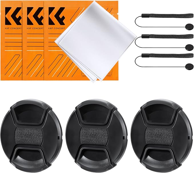 K&F Concept 82mm Lens Cap, 9-in-1 Center Pinch Lens Cover + Anti-Loss Keeper by KFCONCEPT