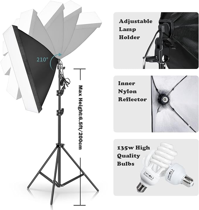 Photography Softbox Lighting Kit, YouTube Starter Kit, Photo Equipment Soft - Image 2