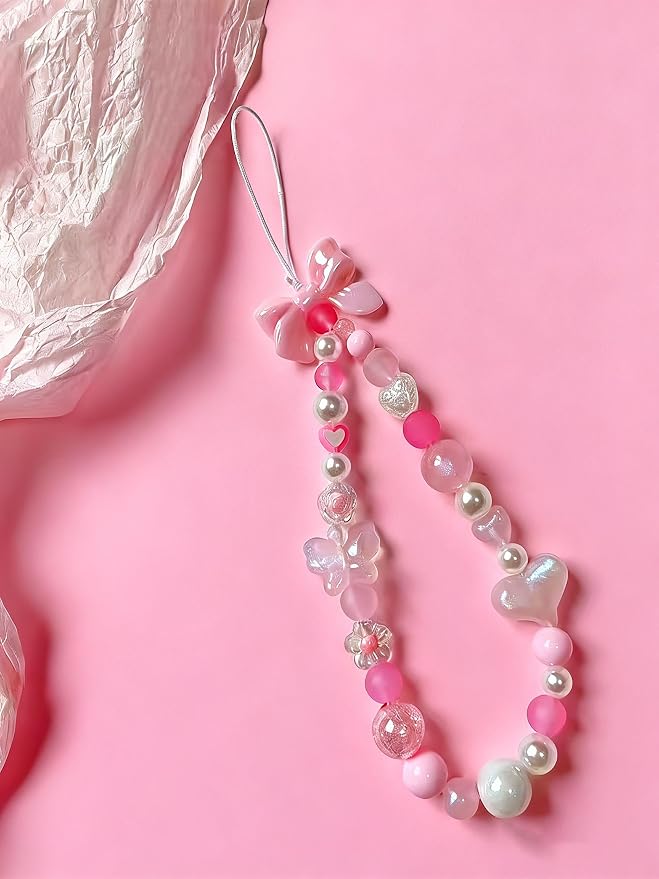 2 Pcs Phone Charm Strap Hand for iPhone Wrist Strap Camera Lanyard Pearl Beaded - Image 7