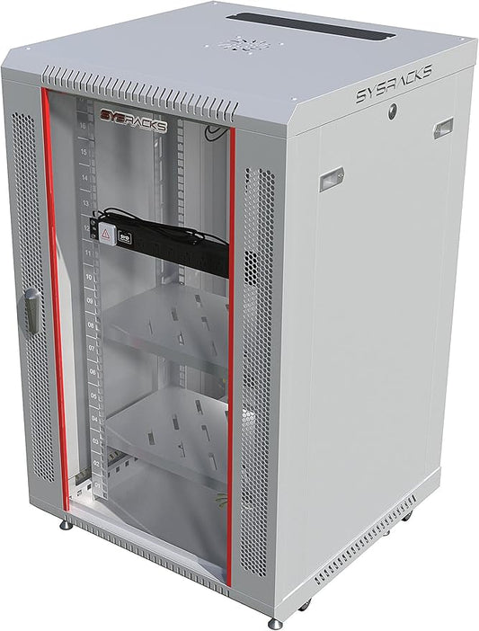 18U Wall Mount Server Rack Cabinet – 19" Network Rack Enclosure, PDU & Shelf by SYSRACKS