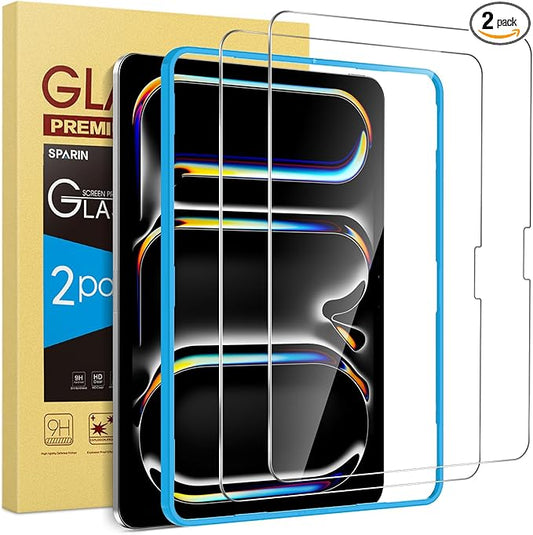 SPARIN Screen Protector for iPad Pro 11 Inch 2025/2024 M5 M4, 2 Pack Tempered by SPARIN