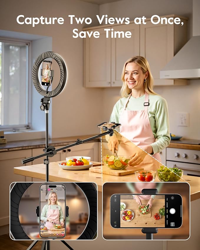 Soft Ring Light with Stand & Dual Phone Mount, LUXSURE Phone Tripod with Ring - Image 2