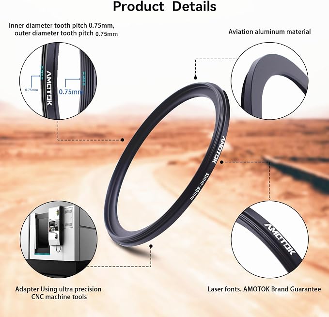 52mm Lens to 49mm Camera Lens Adapter, 52mm-49mm Filter Step-Down Ring - Image 2
