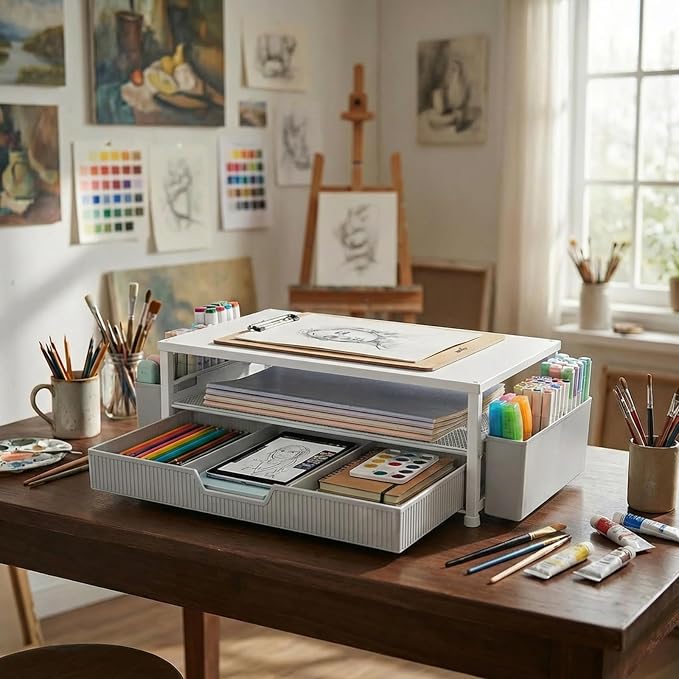 ECOLOVI Desk Organizer and Accessories, 2-Tier Computer Monitor Stand Rise - Image 9
