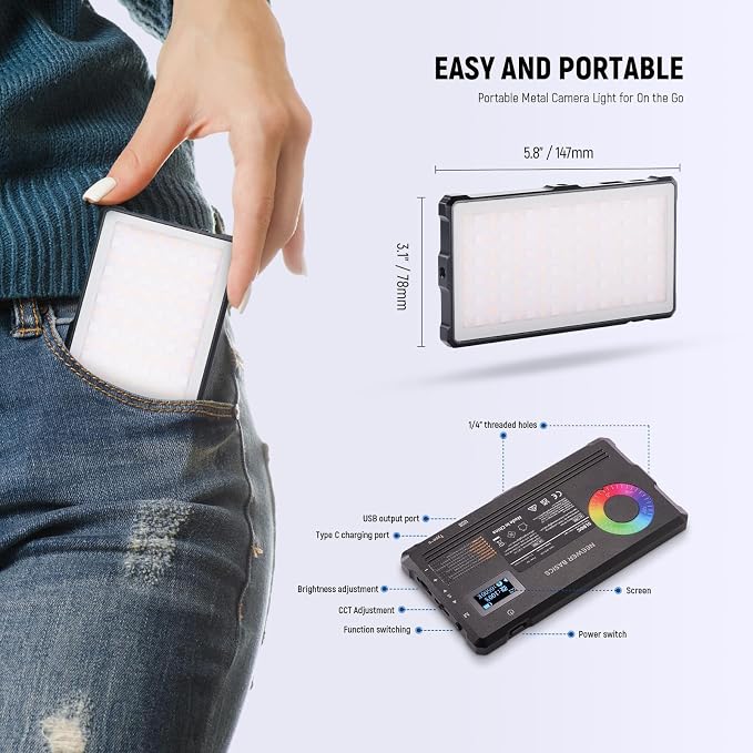 NEEWER Basics RGB Video Light, 8W 2700K-7500K Portable Full RGB Colors 17 - Image 6