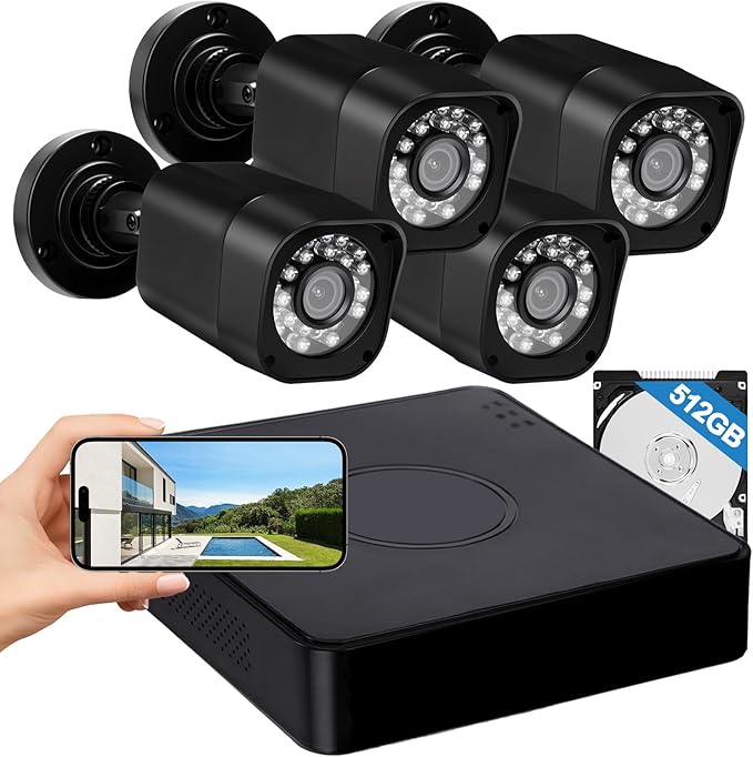 4CH 1080P Wired Security Camera System, AIWIXEN CCTV DVR by Aiwixen