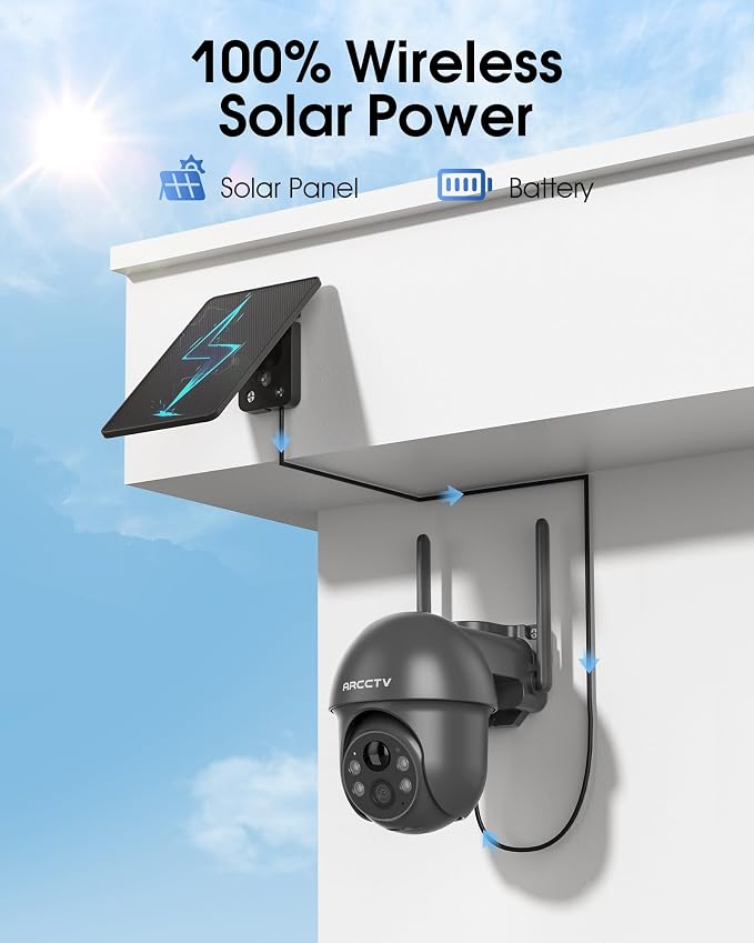ARCCTV Security Cameras Wireless Outdoor Solar, 4MP 360° View Battery Powered - Image 2