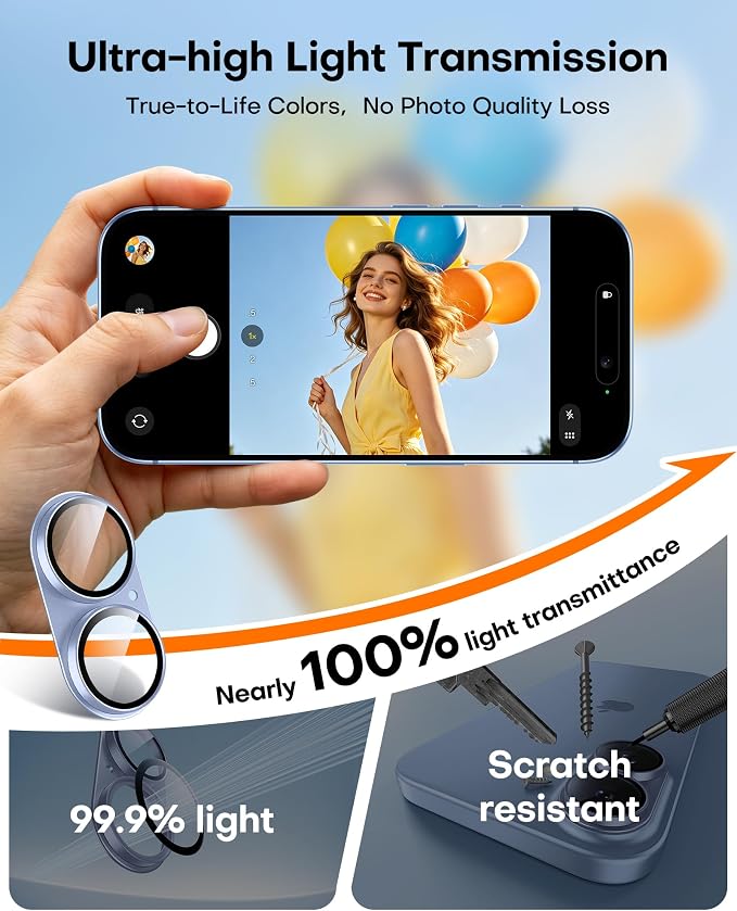 TAURI 2 Pack for iPhone 17 Camera Lens Protector, Full Coverage Military-Grade - Image 6