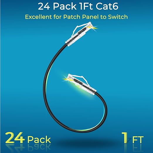 Rapink Patch Cables Cat6/ Cat6a 1ft Slim, Cat6a Ethernet Patch Cable 10G Support - Image 2