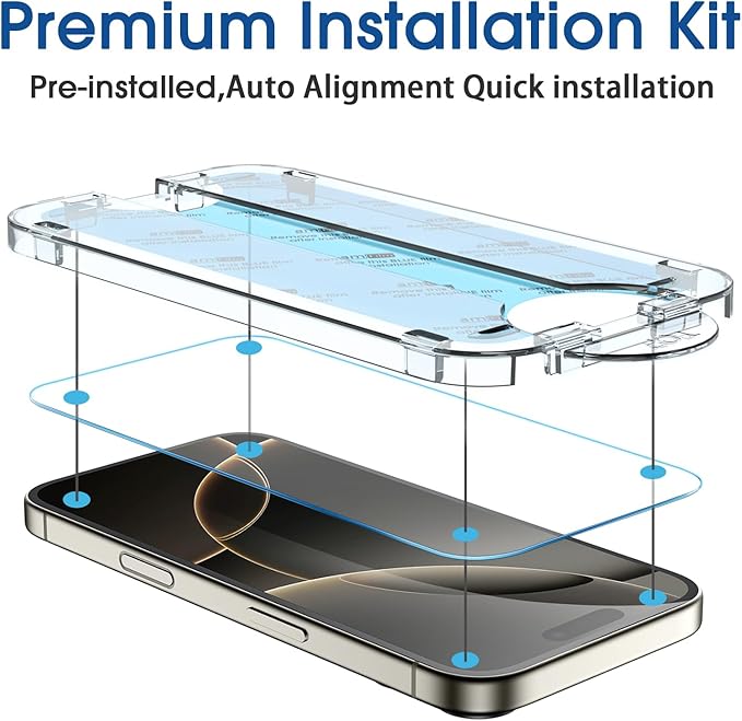 amFilm Auto-Alignment OneTouch for iPhone 16 Pro Screen Protector + Camera Lens - Image 3