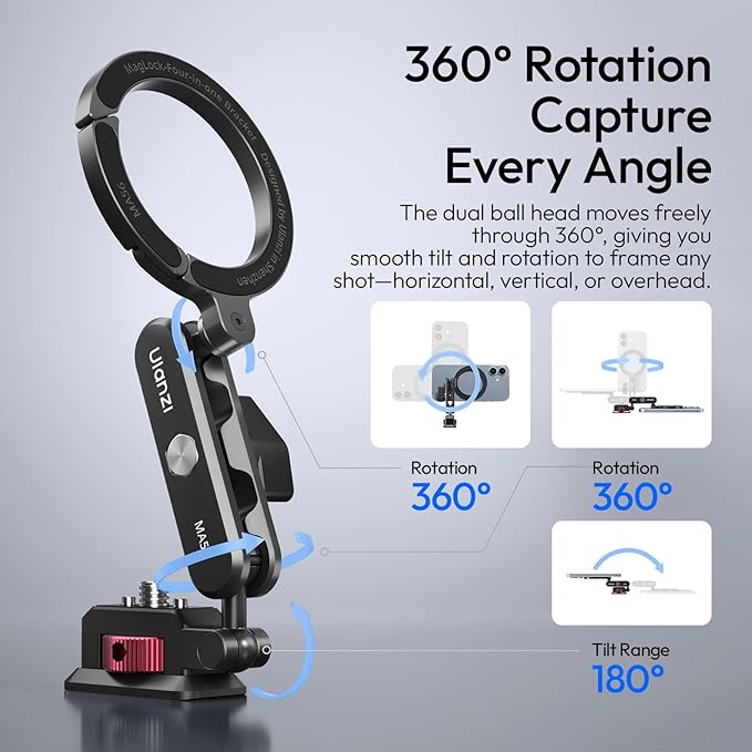 ULANZI Aluminum Magnetic Phone Tripod Mount, MA56 Camera Phone Mount w 1/4'' - Image 3