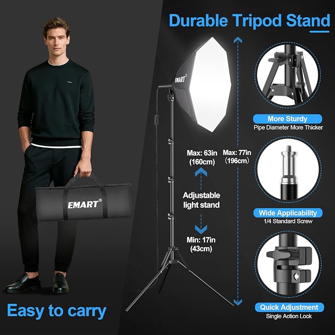 EMART Softbox Photography Lighting Kit, 50W 3000K-6000K LED Bulb, Professional - Image 7