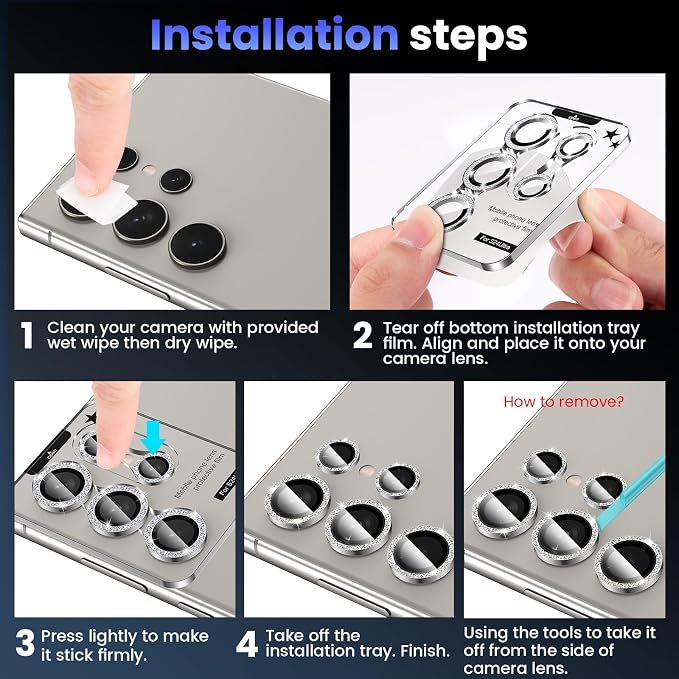 Tensea (3+2PCS for Samsung Galaxy S24 Ultra 5G Camera Lens Protector, 9H - Image 7