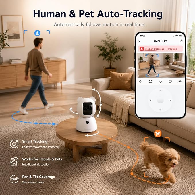 2.5K Indoor Security Camera, Non-Subscription AI Person/Pet/Cry Detection - Image 5