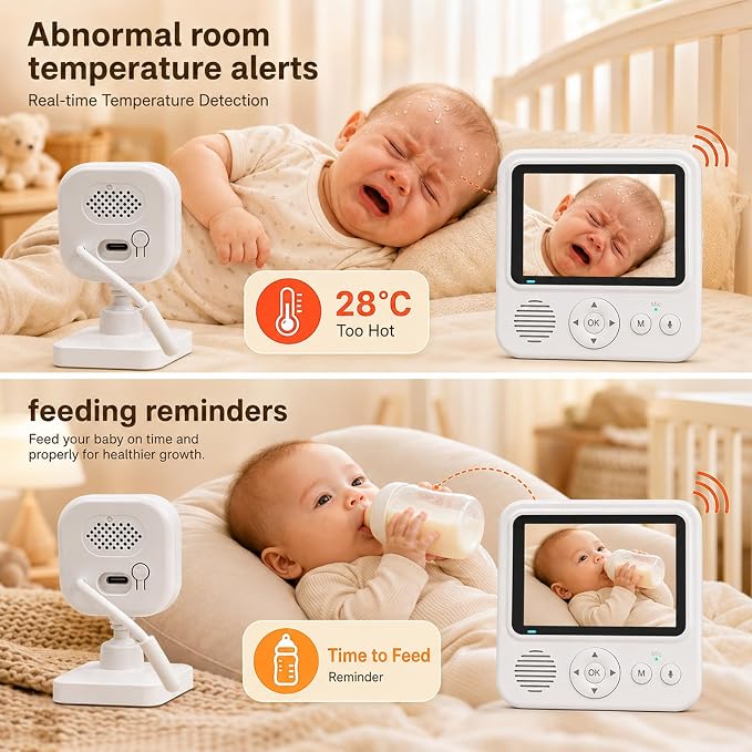 Baby Monitor with Camera and Audio, No WiFi Baby Monitor with 2.8" IPS Screen - Image 8